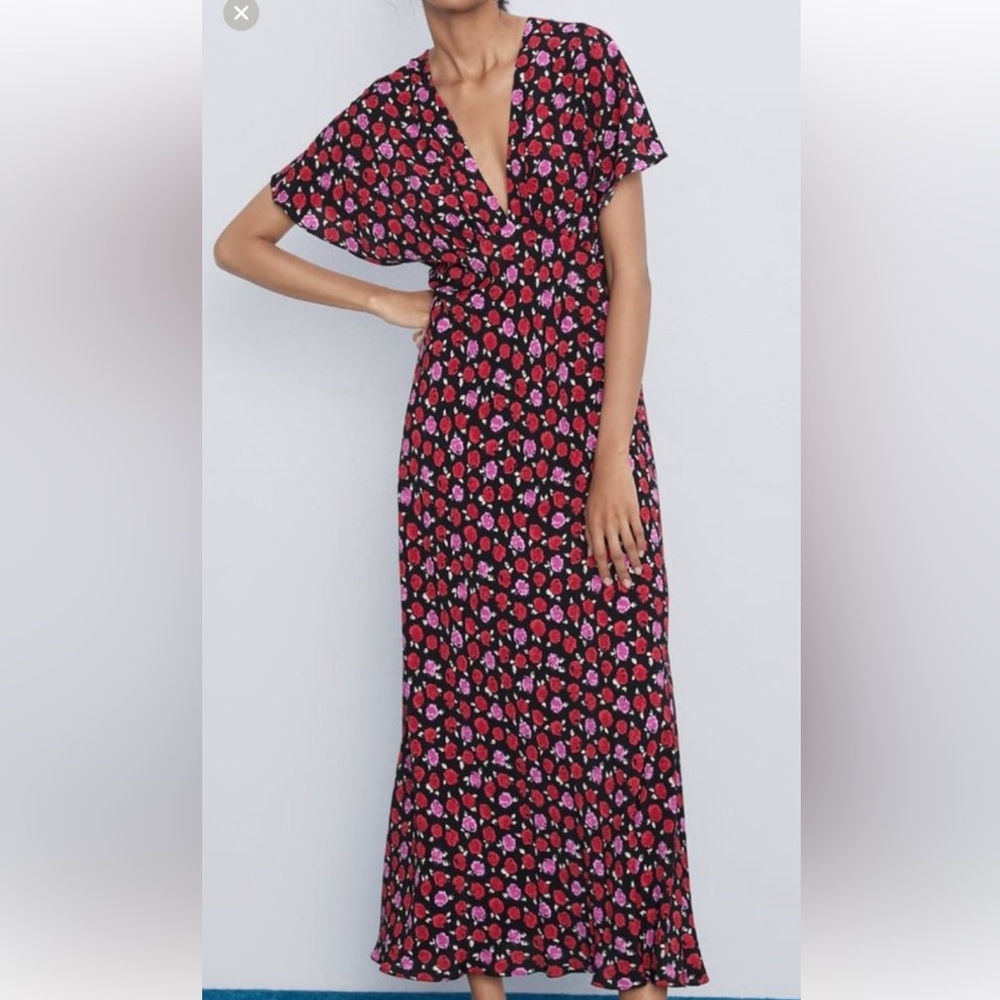 Zara never been worn dress with roses - maxi length. Size S.